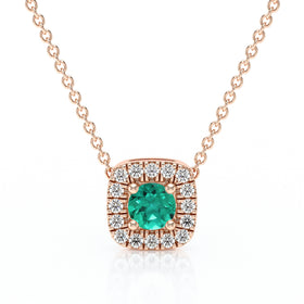 Collier émeraude entourage diamant Coup de Foudre - 1