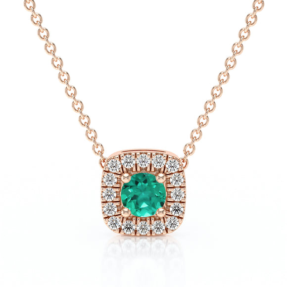 Collier émeraude entourage diamant Coup de Foudre - 1