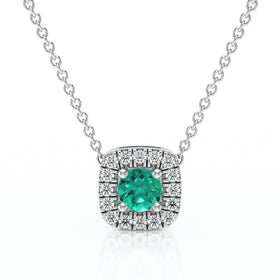 Collier émeraude entourage diamant Coup de Foudre - 1