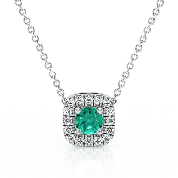 Collier émeraude entourage diamant Coup de Foudre - 1