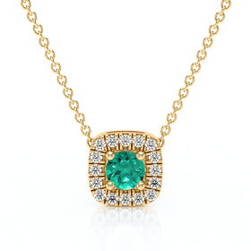 Collier émeraude entourage diamant Coup de Foudre - 1