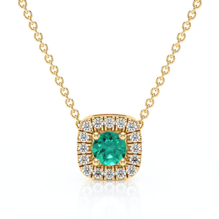 Collier émeraude entourage diamant Coup de Foudre - 1