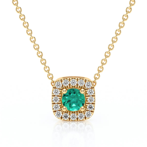 Collier émeraude entourage diamant Coup de Foudre - 1