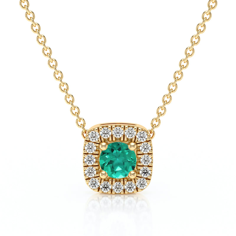 Collier émeraude entourage diamant Coup de Foudre - 1