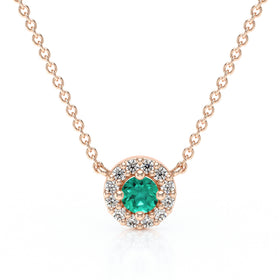 Collier émeraude entourage diamant Coup de Foudre - 2