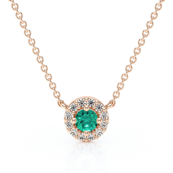Collier émeraude entourage diamant Coup de Foudre - 2