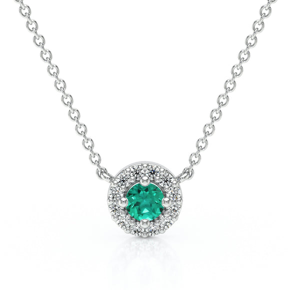 Collier émeraude entourage diamant Coup de Foudre - 2