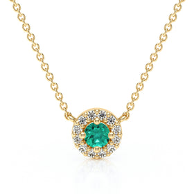 Collier émeraude entourage diamant Coup de Foudre - 2