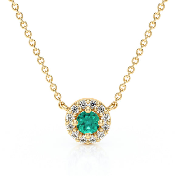 Collier émeraude entourage diamant Coup de Foudre - 2