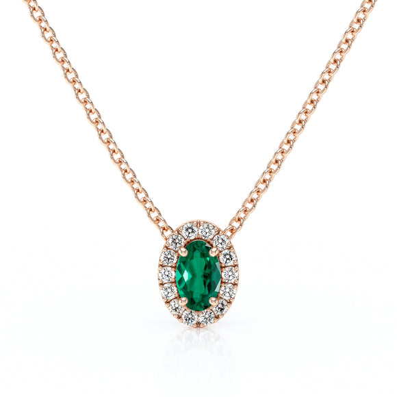 Collier émeraude entourage diamant Coup de Foudre - 3