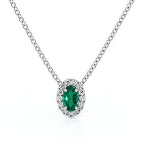 Collier émeraude entourage diamant Coup de Foudre - 3