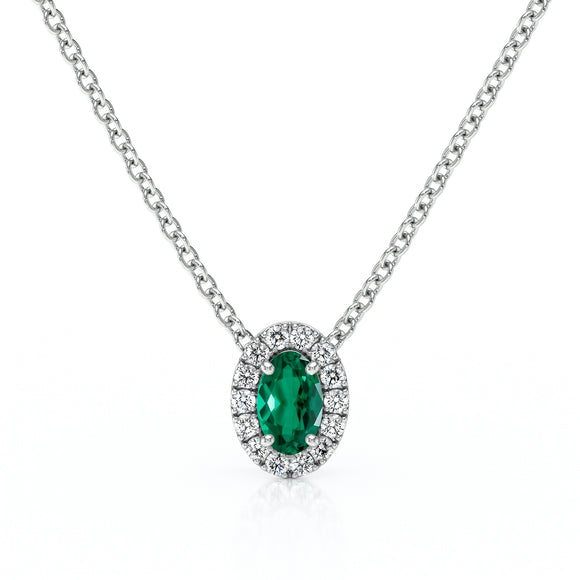 Collier émeraude entourage diamant Coup de Foudre - 3