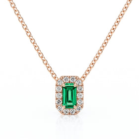 Collier émeraude entourage diamant Coup de Foudre - 4