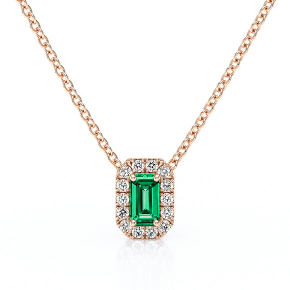 Collier émeraude entourage diamant Coup de Foudre - 4