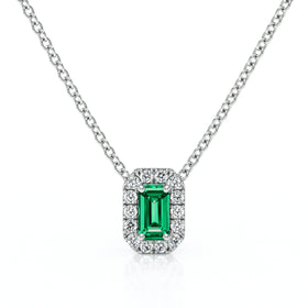 Collier émeraude entourage diamant Coup de Foudre - 4