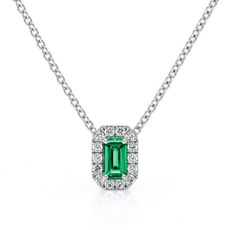 Collier émeraude entourage diamant Coup de Foudre - 4