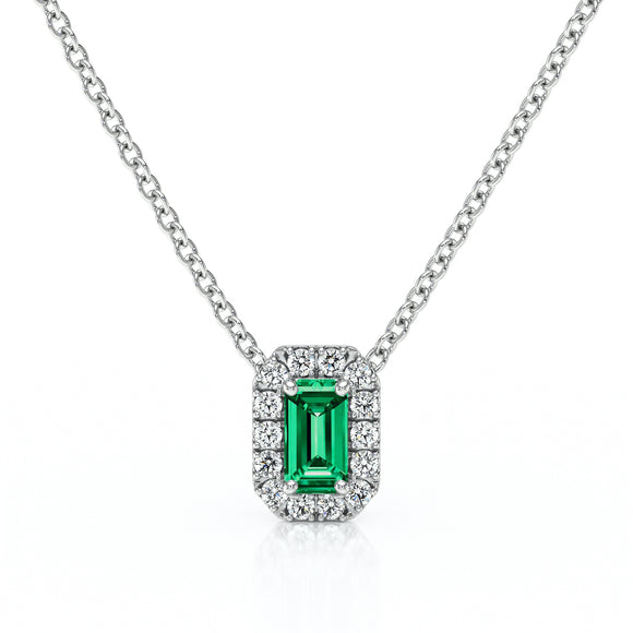 Collier émeraude entourage diamant Coup de Foudre - 4
