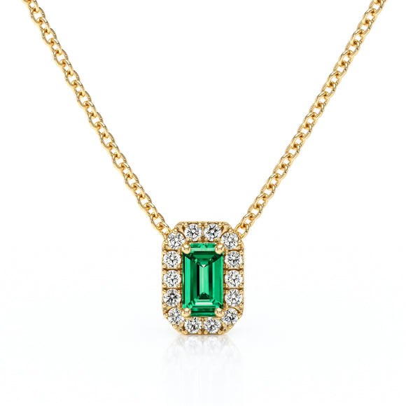 Collier émeraude entourage diamant Coup de Foudre - 4