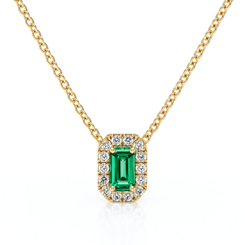 Collier émeraude entourage diamant Coup de Foudre - 4