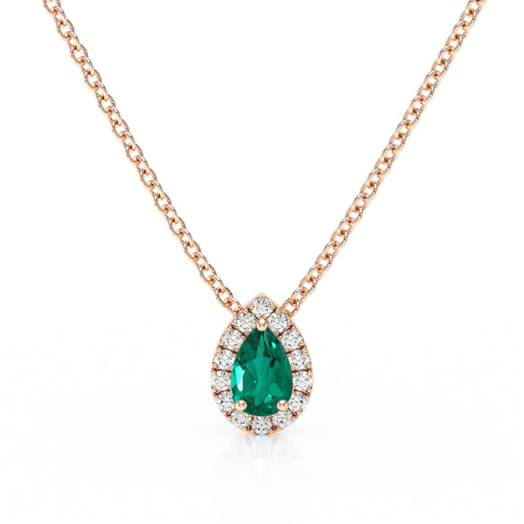 Collier émeraude entourage diamant Coup de Foudre - 5