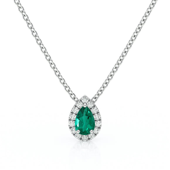 Collier émeraude entourage diamant Coup de Foudre - 5