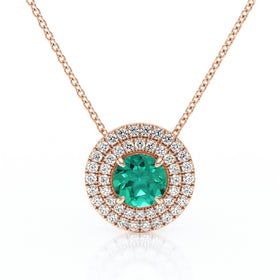 Collier entourage émeraude diamant Coup de Foudre - 6