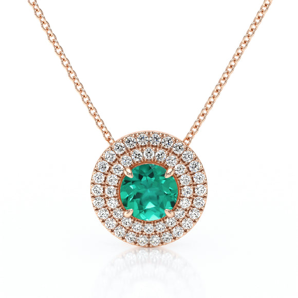 Collier entourage émeraude diamant Coup de Foudre - 6