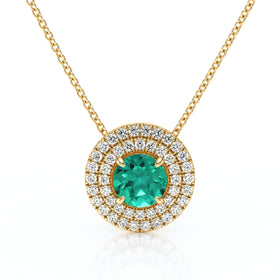 Collier entourage émeraude diamant Coup de Foudre - 6