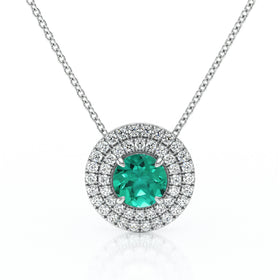 Collier entourage émeraude diamant Coup de Foudre - 6