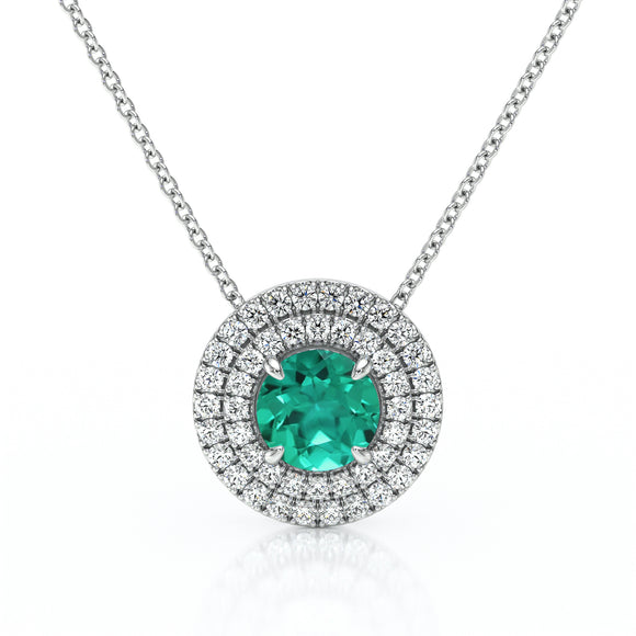 Collier entourage émeraude diamant Coup de Foudre - 6