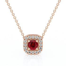 Collier rubis entourage diamant Coup de Foudre - 1