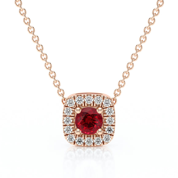 Collier rubis entourage diamant Coup de Foudre - 1