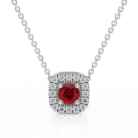 Collier rubis entourage diamant Coup de Foudre - 1
