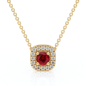 Collier rubis entourage diamant Coup de Foudre - 1
