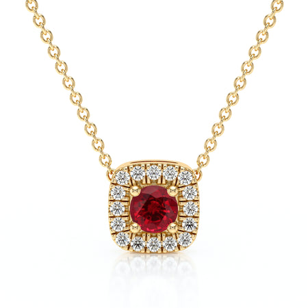 Collier rubis entourage diamant Coup de Foudre - 1