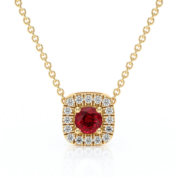 Collier rubis entourage diamant Coup de Foudre - 1