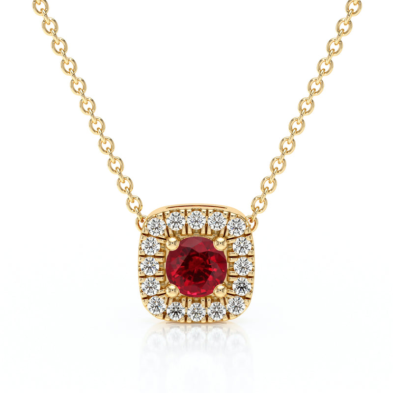 Collier rubis entourage diamant Coup de Foudre - 1