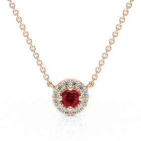 Collier rubis entourage diamant Coup de Foudre - 2