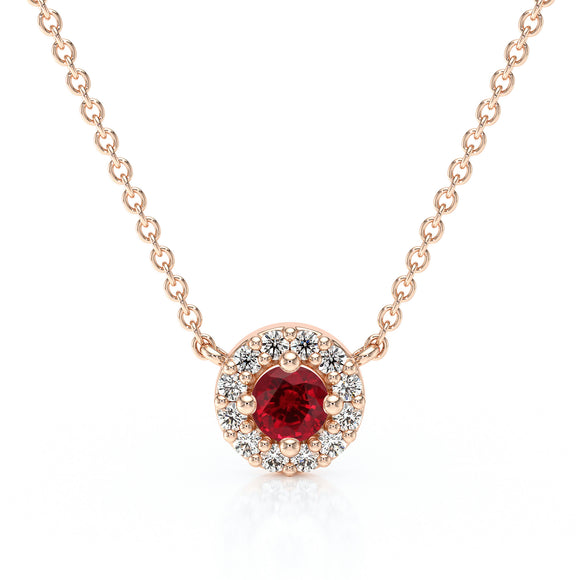 Collier rubis entourage diamant Coup de Foudre - 2
