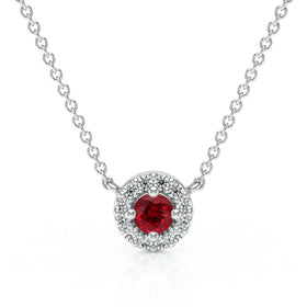 Collier rubis entourage diamant Coup de Foudre - 2