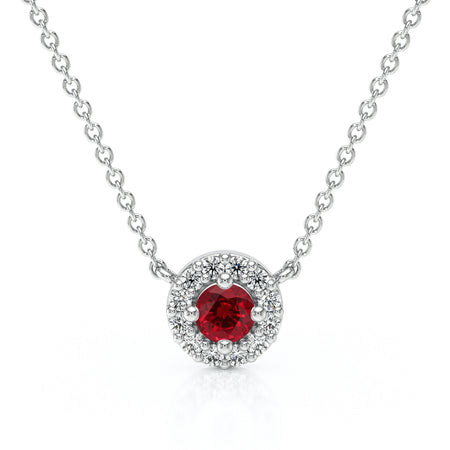 Collier rubis entourage diamant Coup de Foudre - 2