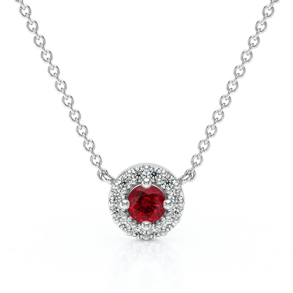 Collier rubis entourage diamant Coup de Foudre - 2