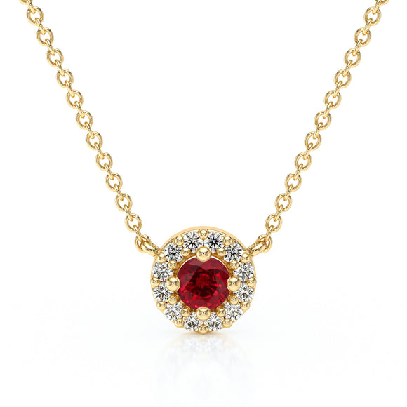 Collier rubis entourage diamant Coup de Foudre - 2