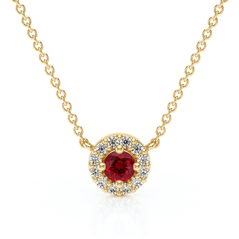 Collier rubis entourage diamant Coup de Foudre - 2