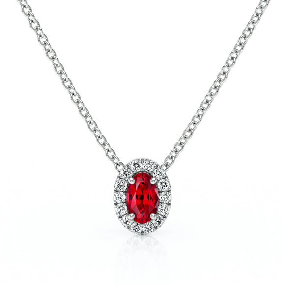 Collier rubis entourage diamant Coup de Foudre - 3
