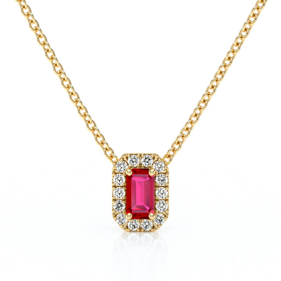 Collier rubis entourage diamant Coup de Foudre - 4