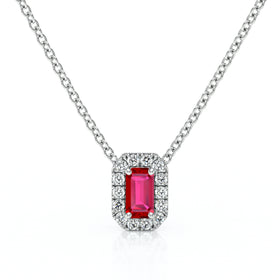 Collier rubis entourage diamant Coup de Foudre - 4