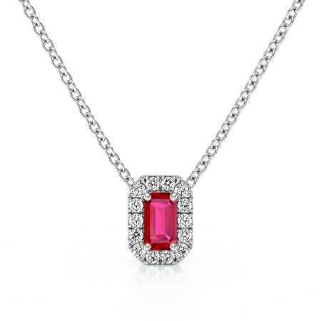 Collier rubis entourage diamant Coup de Foudre - 4