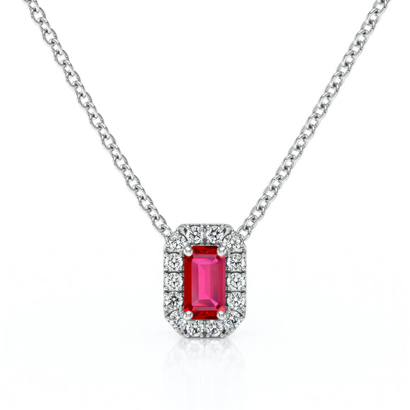 Collier rubis entourage diamant Coup de Foudre - 4