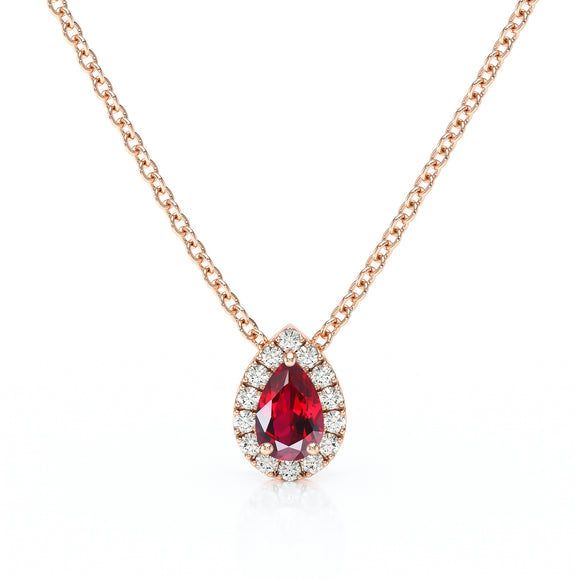 Collier rubis entourage diamant Coup de Foudre - 5